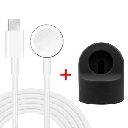 xDfind For Apple Watch Smart Watch Silicone Charging Holder and Type - C Charger Set, Silicone+Type - C (White), Silicone+Type - C (Black) - DealBuddy